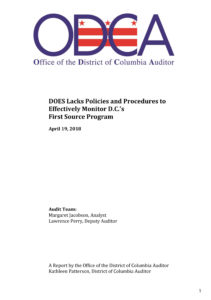 DOES Lacks Policies and Procedures to Effectively Monitor D.C.’s First Source Program