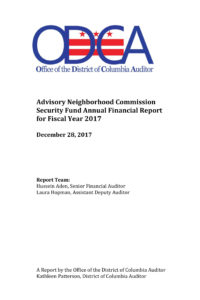 Advisory Neighborhood Commission Security Fund Annual Financial Report for Fiscal Year 2017