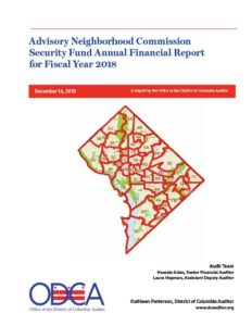 Advisory Neighborhood Commission Security Fund Annual Financial Report for Fiscal Year 2018