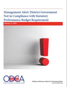 Management Alert: District Government Not in Compliance with Statutory Performance Budget Requirement
