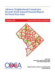 Advisory Neighborhood Commission Security Fund Annual Financial Report for Fiscal Year 2019