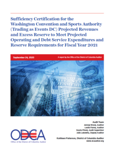Sufficiency Certification for the Washington Convention and Sports Authority (Trading as Events DC) Projected Revenues and Excess Reserve to Meet Projected Operating and Debt Service Expenditures and Reserve Requirements for Fiscal Year 2021