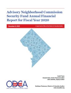 Advisory Neighborhood Commission Security Fund Annual Financial Report for Fiscal Year 2020