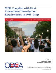 MPD Complied with First Amendment Investigation Requirements in 2018, 2019