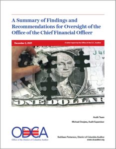 A Summary of Findings and Recommendations for Oversight of the Office of the Chief Financial Officer