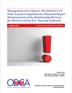 The District’s FY 2022 Annual Comprehensive Financial Report Mischaracterized the Relationship Between the District and the D.C. Housing Authority
